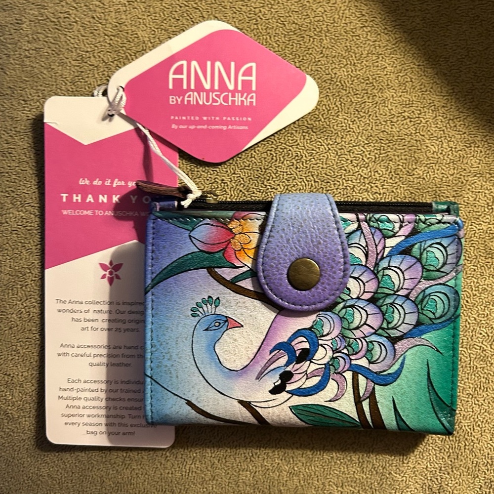 Anna by Anuschka Wallet-peacock.                       NWT bright colors   $50